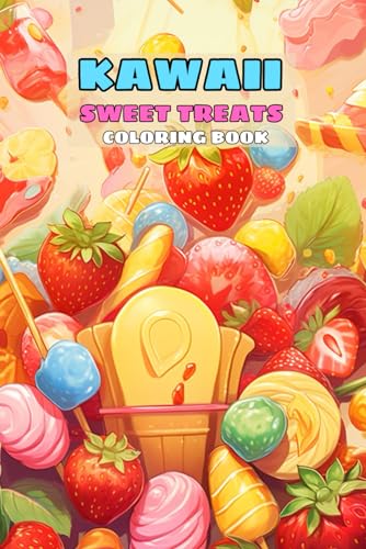 Kawaii Sweet Treats Coloring Book: Cute Sweets for kids, featured Cute Dessert, Cupcake, Donut, Candy, Chocolate, Ice Cream von Independently published